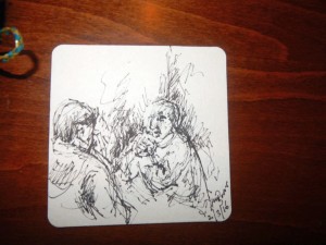 Beermat two friends talk