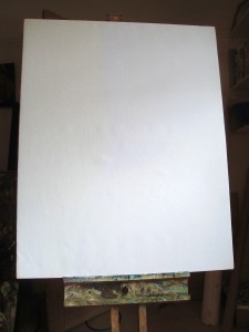 large canvas on easel ready to paint